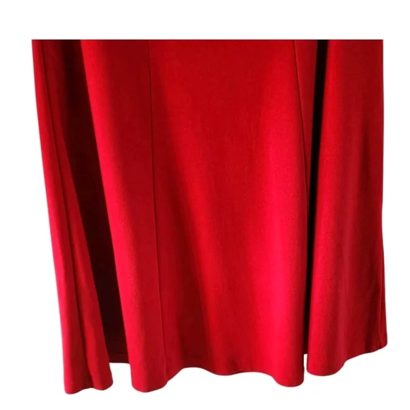 Lands End Red Cotton A Line Skirt Pleated Pull On Pleated Womens Petite S 6 8 - Picture 3 of 8